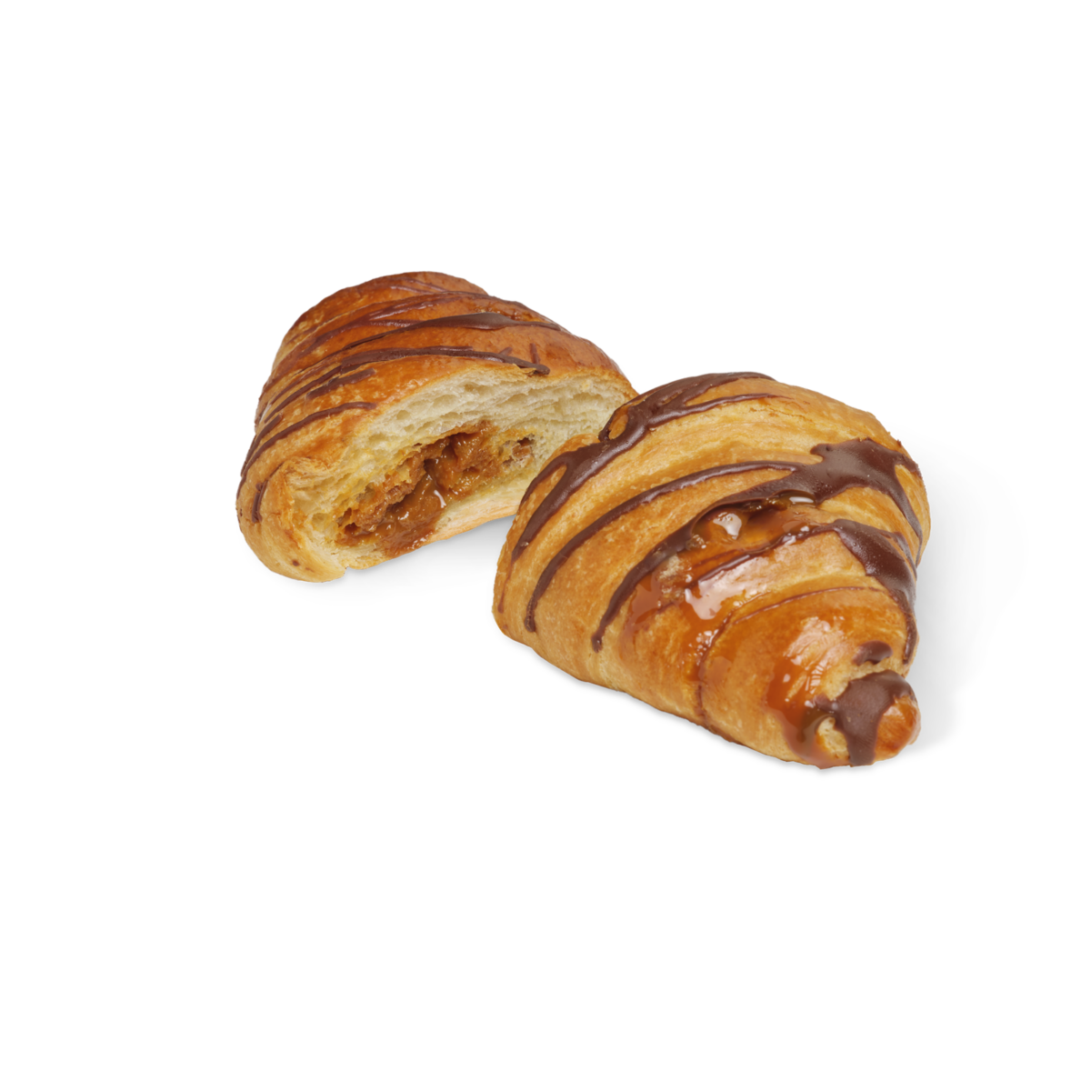 Croissant dulce de leche cut in half